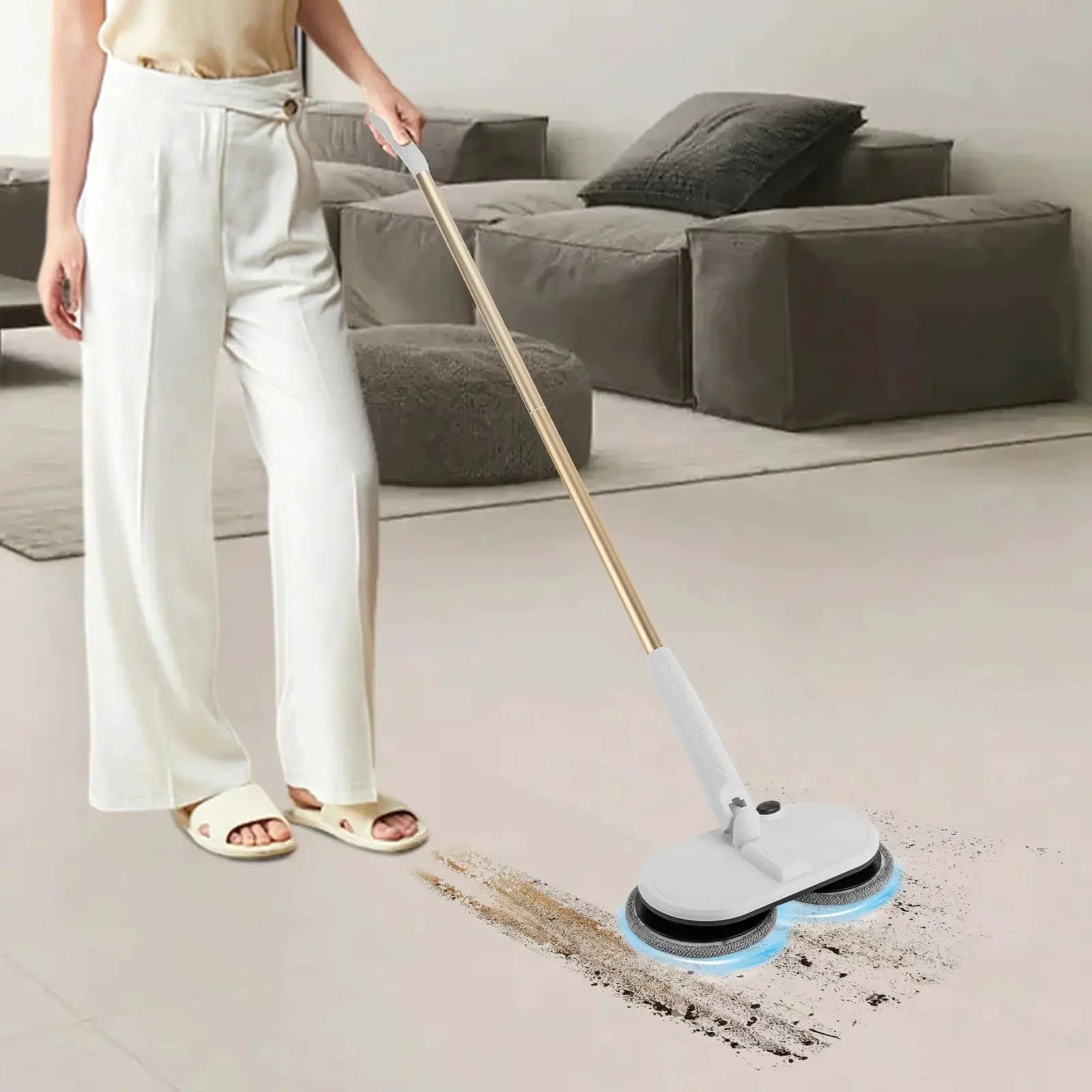 Electric Spin Mop for Hardwood Floor Cleaner Machine,White Cordless Mop Electric Mops for Floor Cleaning, Power Mop with 4 Pads from PriceLows™