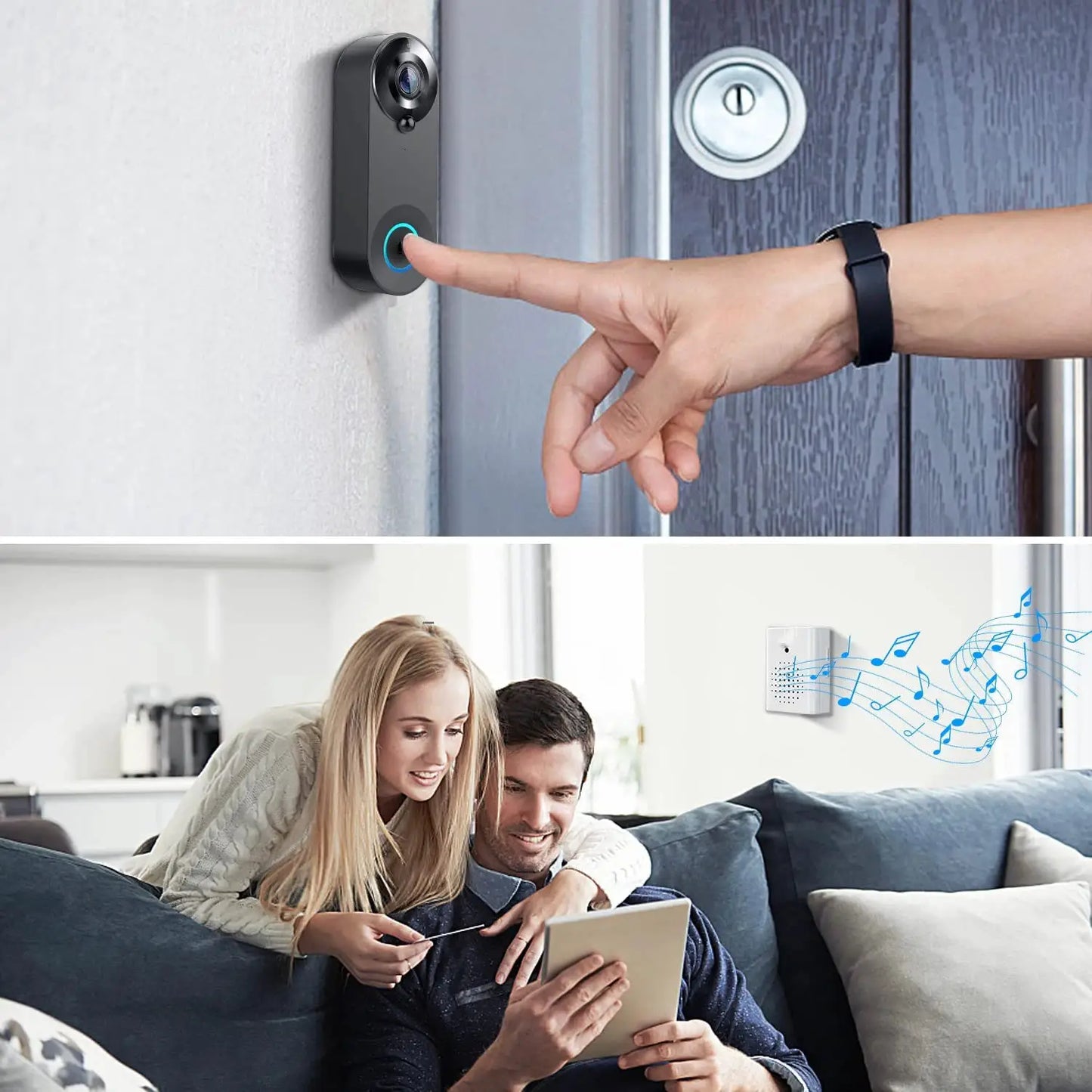 Wireless Video Doorbell | 1080P Night Vision | Two Way Audio | Black