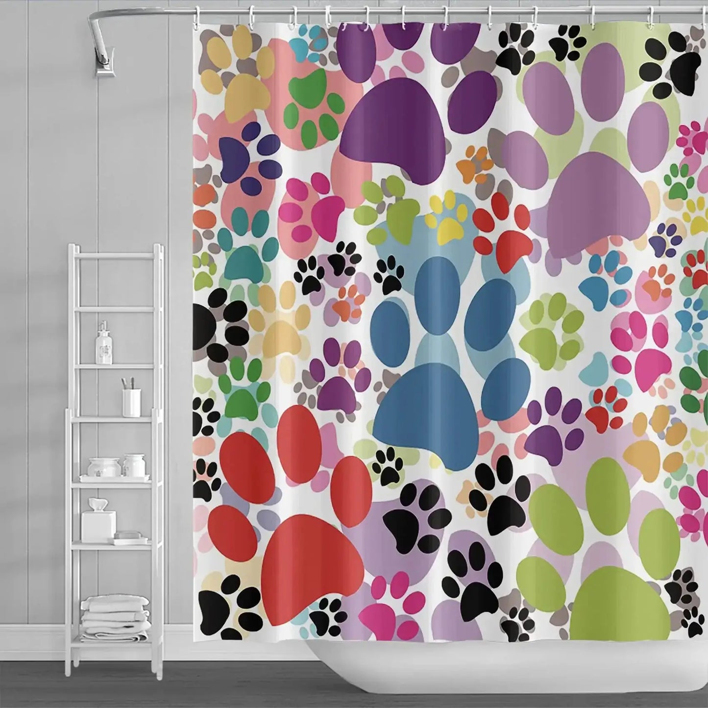 Raining Cats and Dogs Shower Curtain Funny Cartoon Cute Animal Hilarious Pets Playing Water Polyester Waterproof Bathroom Panels from PriceLows™