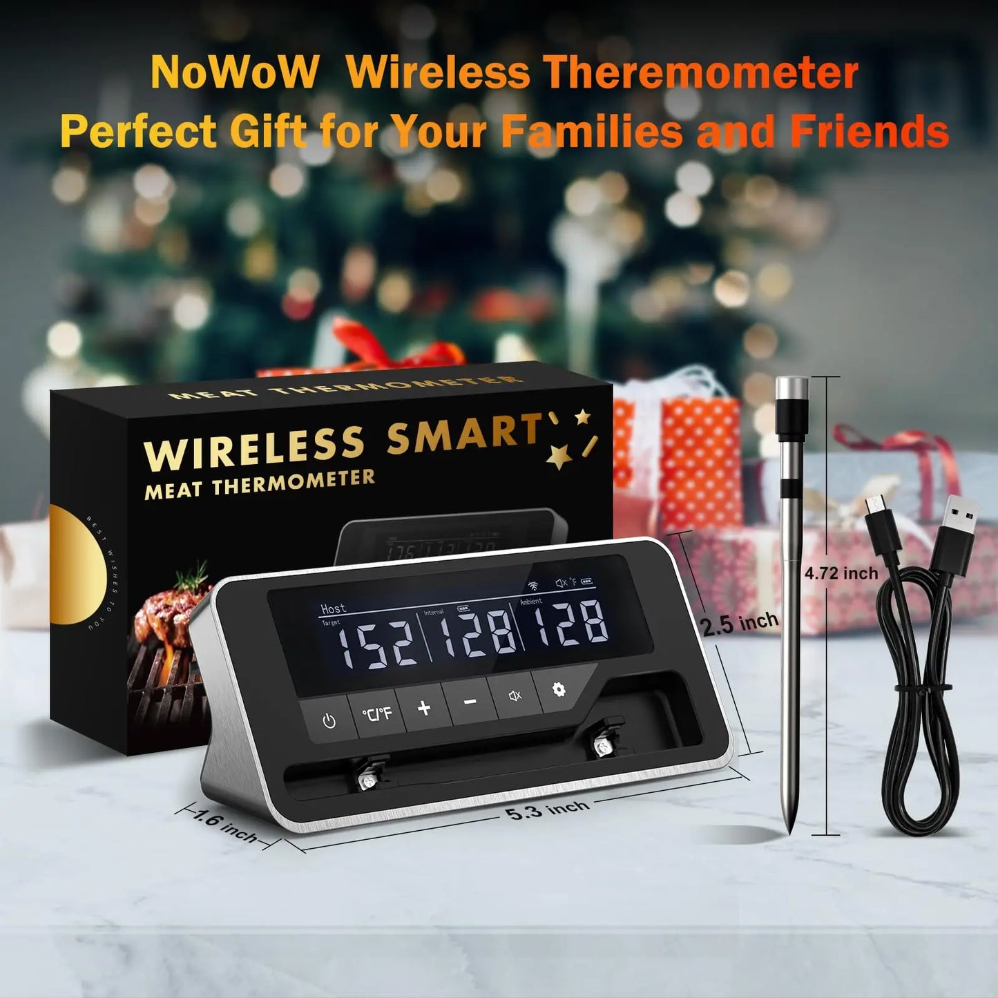 Wireless Meat Thermometer | Bluetooth 5.2 | App Control and Alarm | HK-R1/HK-M1