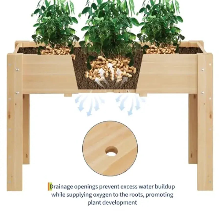 47x30x22 Inch Raised Garden Bed with Legs and Hooks Elevated Wood Planter Box Stand 4x2.5x1.8 Ft for Vegetables and Herbs Outdo from PriceLows™