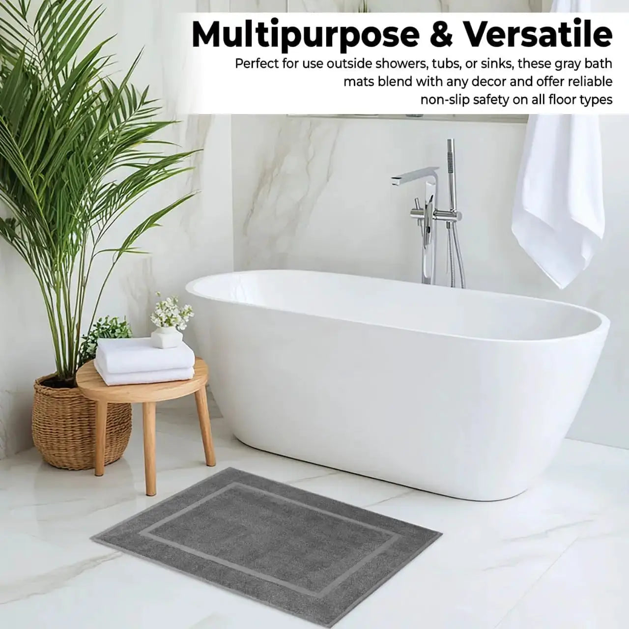 2-Pack Absorbent Cotton Bath Mat Set - 22x34 Inches, Soft & Quick-Dry, Perfect for Shower or Tub from PriceLows™