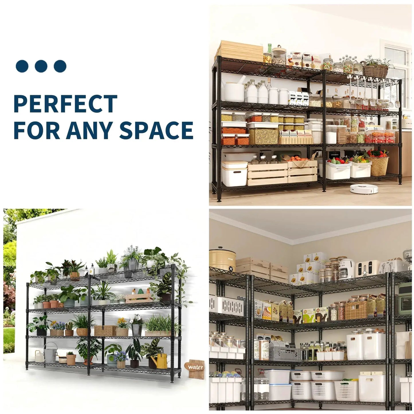 4-Tier Heavy Duty Metal Shelving Unit, Adjustable Height & Feet, Sturdy Thickened Construction, High Weight Capacity, Easy to Assemble for Garage, Pantry, Basement, Kitchen, 13.8" D x 59" W x 59.5" H from PriceLows™