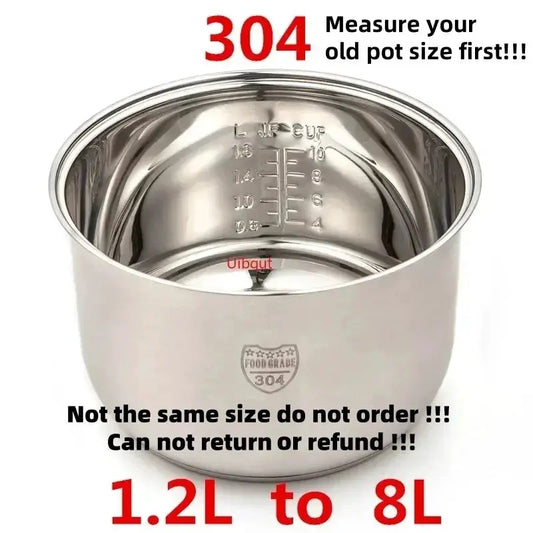 Rice Cooker Inner Pot | 304 Stainless Steel | Nonstick | Universal Fit