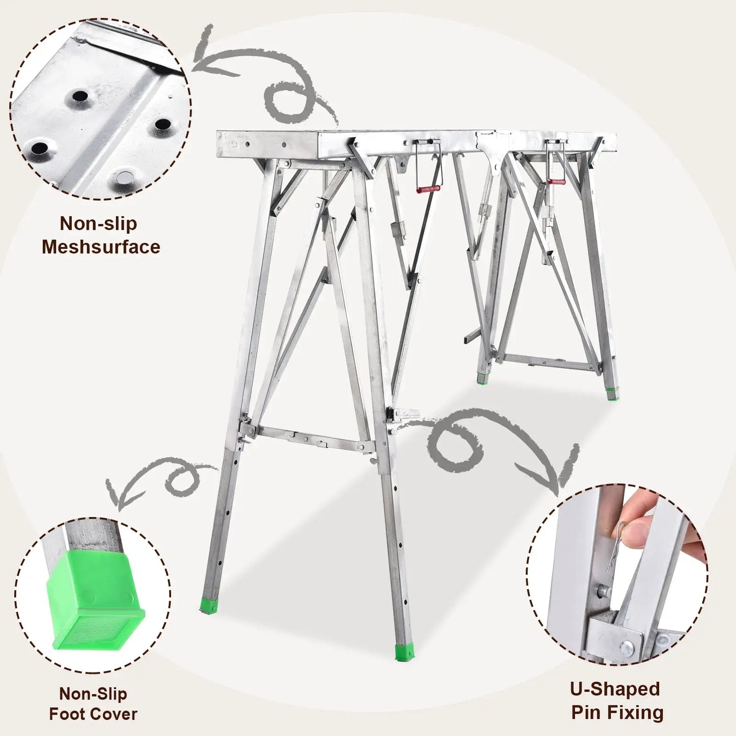 Folding Scaffolding Shelf Thicken Portable Standing Scaffold Single Support Adjustable Height Ladder For Drywall Painting wondeful from PriceLows™