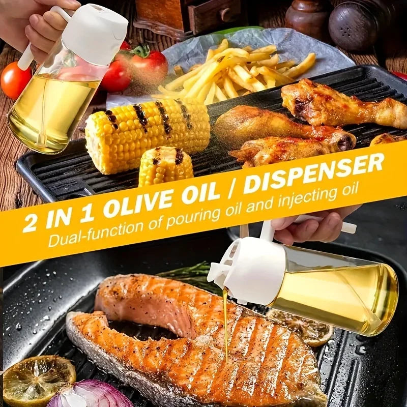 Oil Sprayer | Glass Oil Bottle | 2In1 Design | BBQ And Air Fryer