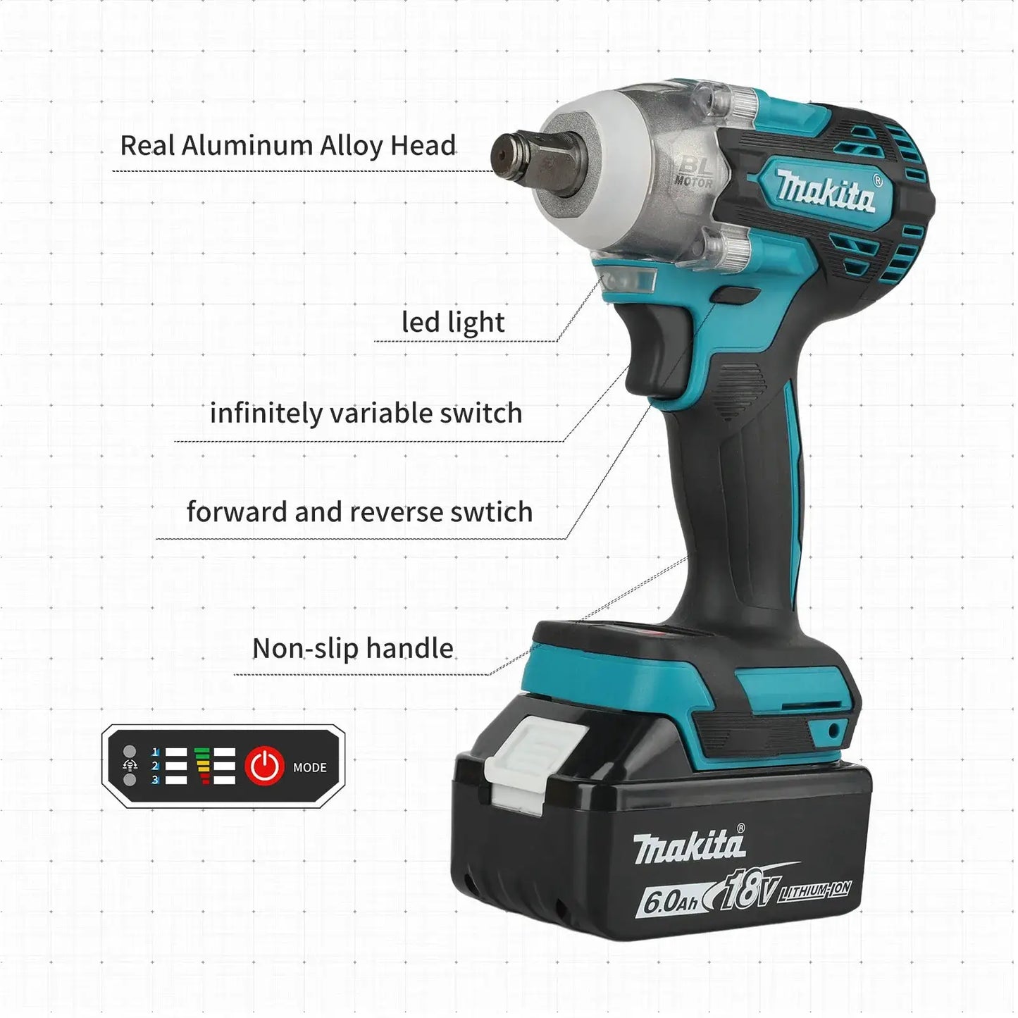 Makita DTW300 18V Tool Set Brushless Power Large Cordless Wrench 330Nm Torque Wind Cannon Remove Tire Lithium Auto Repair from PriceLows™