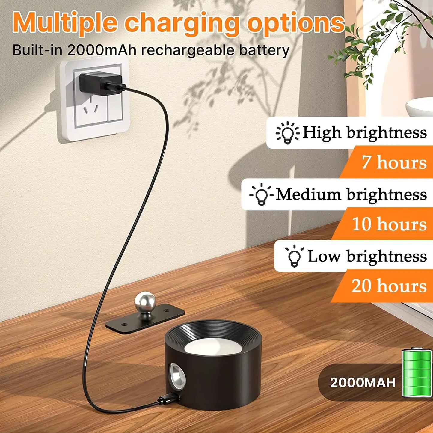 RGB Ambience Wall Lights with Remote, 2000mAh Rechargeable Dimmable Magnetic 360° Rotation Cordless LED Lamp for Living Room from PriceLows™