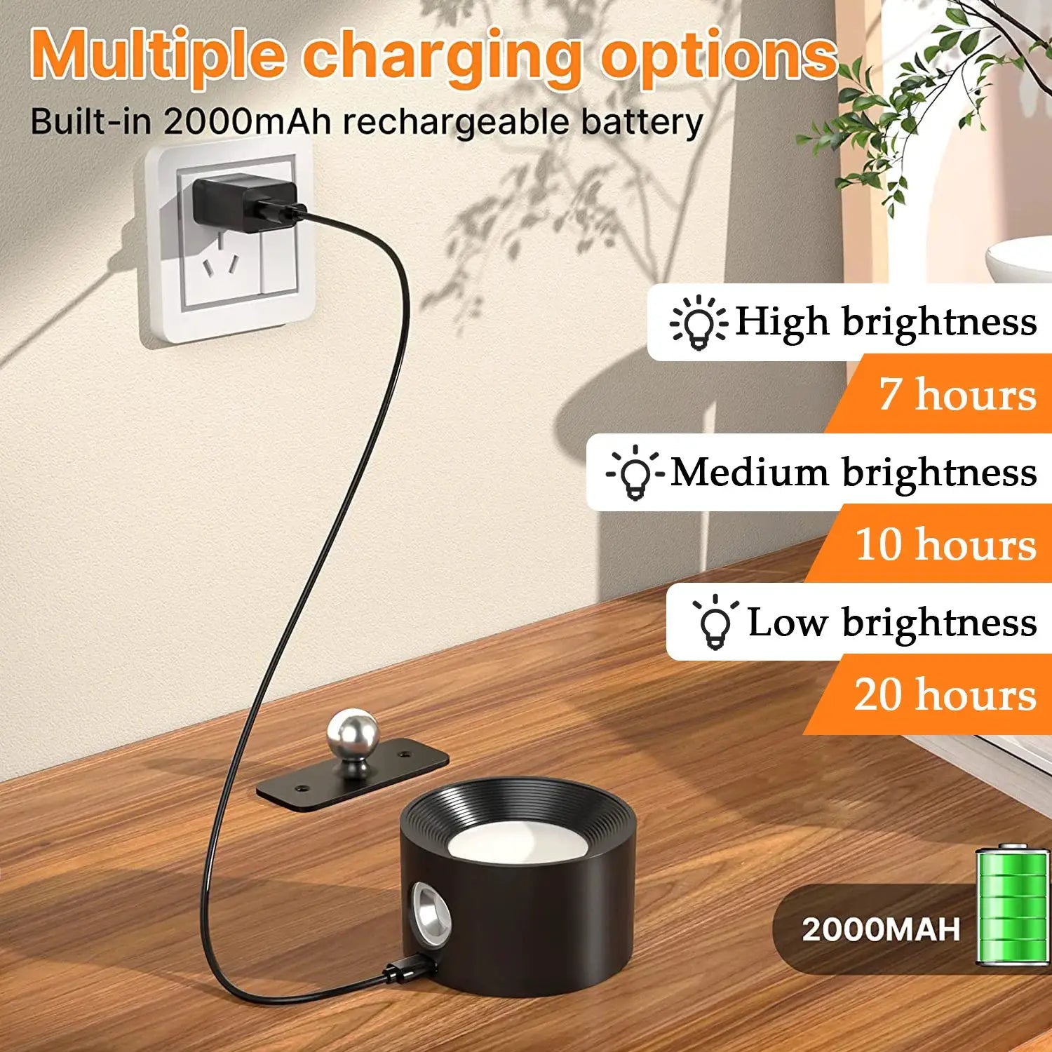 RGB Ambience Wall Lights with Remote, 2000mAh Rechargeable Dimmable Magnetic 360° Rotation Cordless LED Lamp for Living Room from PriceLows™