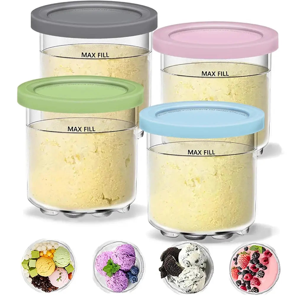Ninja Creami Pint Containers And Lids | 4 Pack | Ninja Creami Compatible