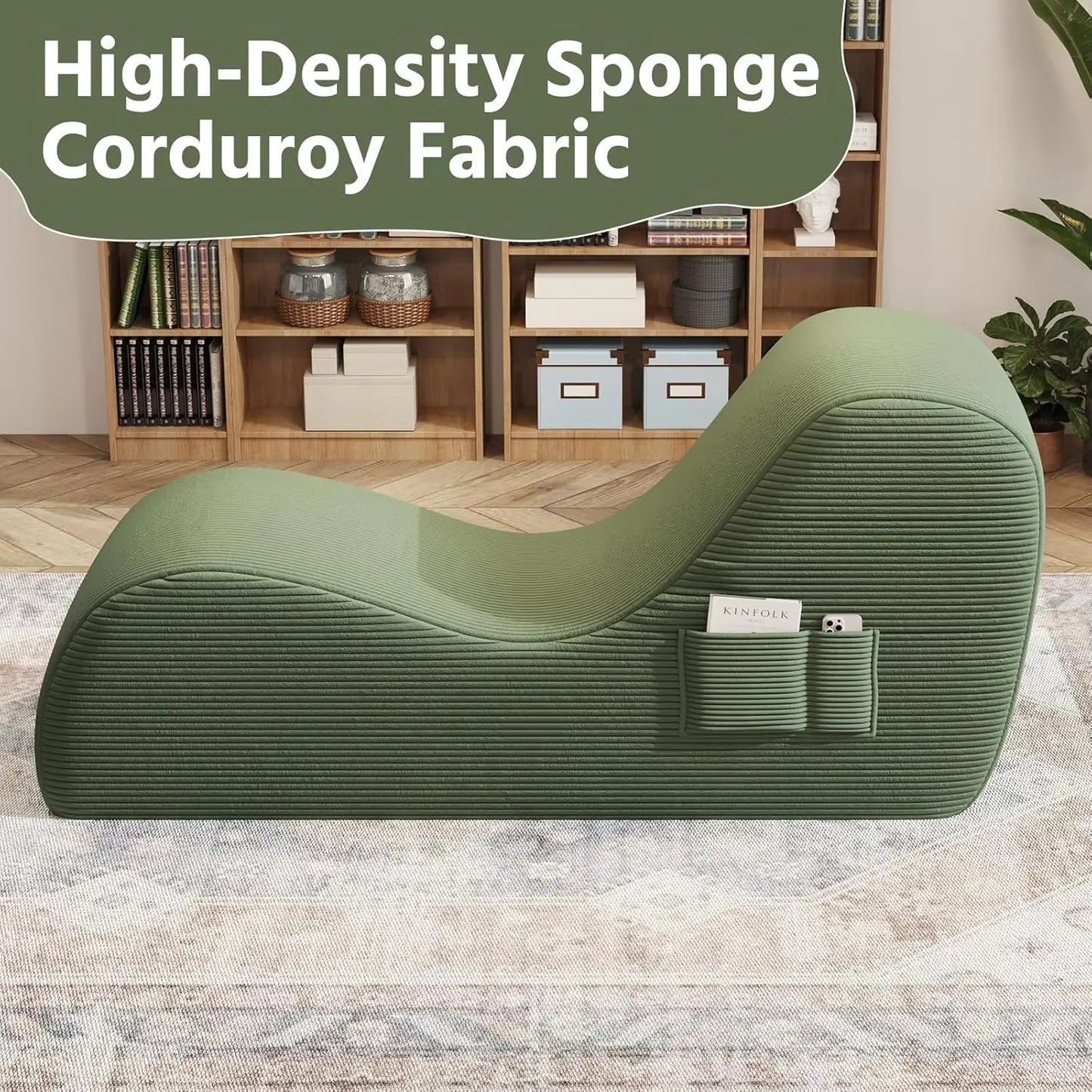 Corduroy Yoga Sofa | All Sponge Filled | Side Pocket | One Size