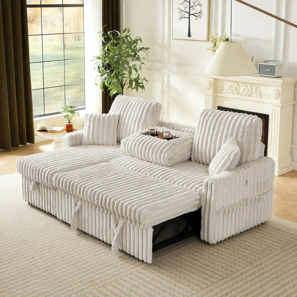Beige 81Inch Ultra SleeperSofa With Charging Station from PriceLows™