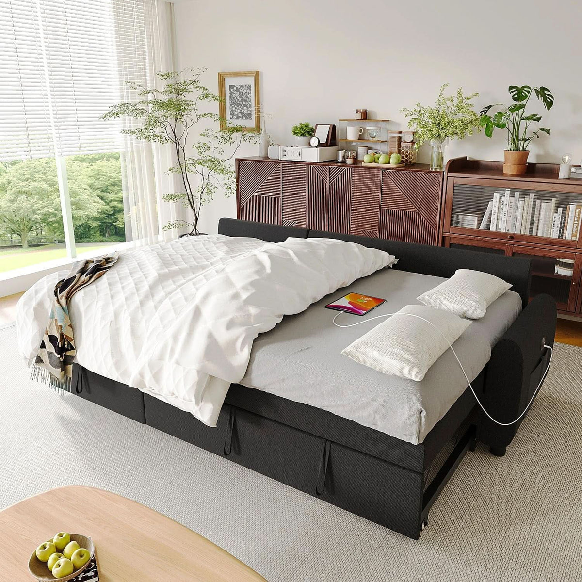 86Inch Convertible Sleeper Sectional With USB Ports from PriceLows™