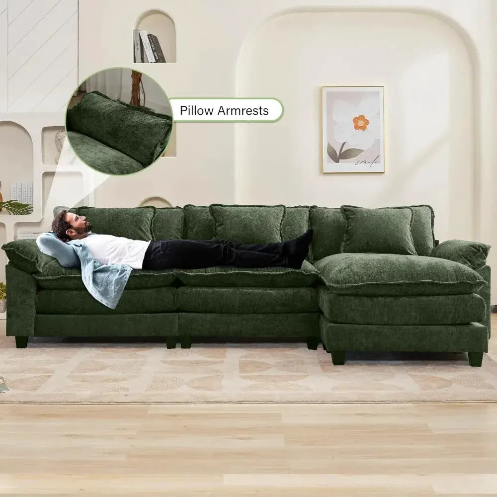 Modular Sectional Sofa, Comfy Cloud Couch Sectional Sofa with Ottoman, Chenille Sofa Sleeper Deep Seat Sofa, Customized from PriceLows™