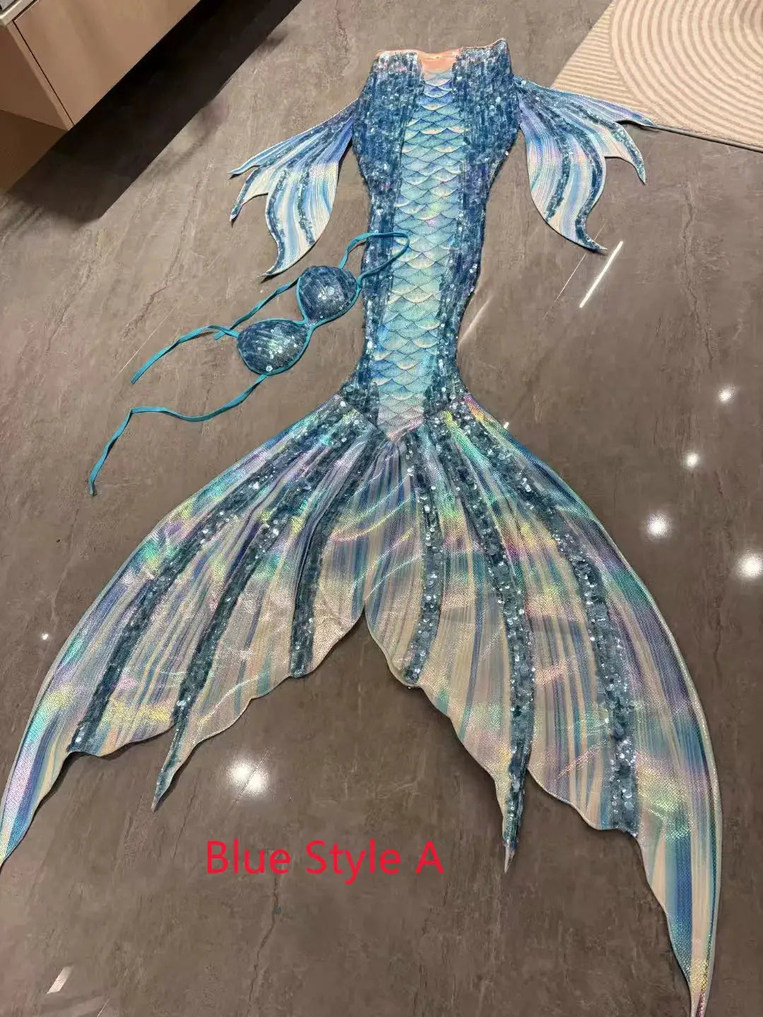 Mermaid Tail Swimsuit | Glitter Design | Excludes Monofin | One Size