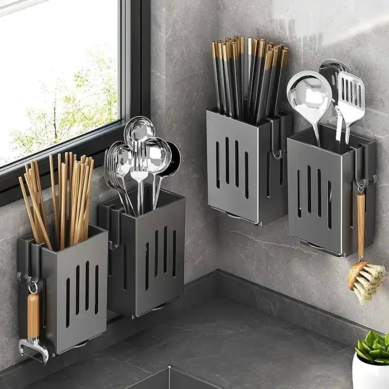 Wall-mounted Punch-free Chopstick Holder Kitchen Sink Tableware Drain Rack from PriceLows™
