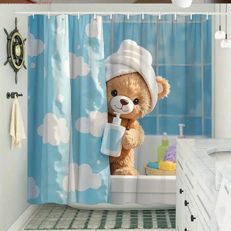 Universal Fit Shower Curtain With Hooks Set For Bathroom Decor And Water Control from PriceLows™