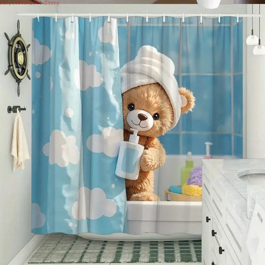 Universal Fit Shower Curtain With Hooks Set For Bathroom Decor And Water Control from PriceLows™