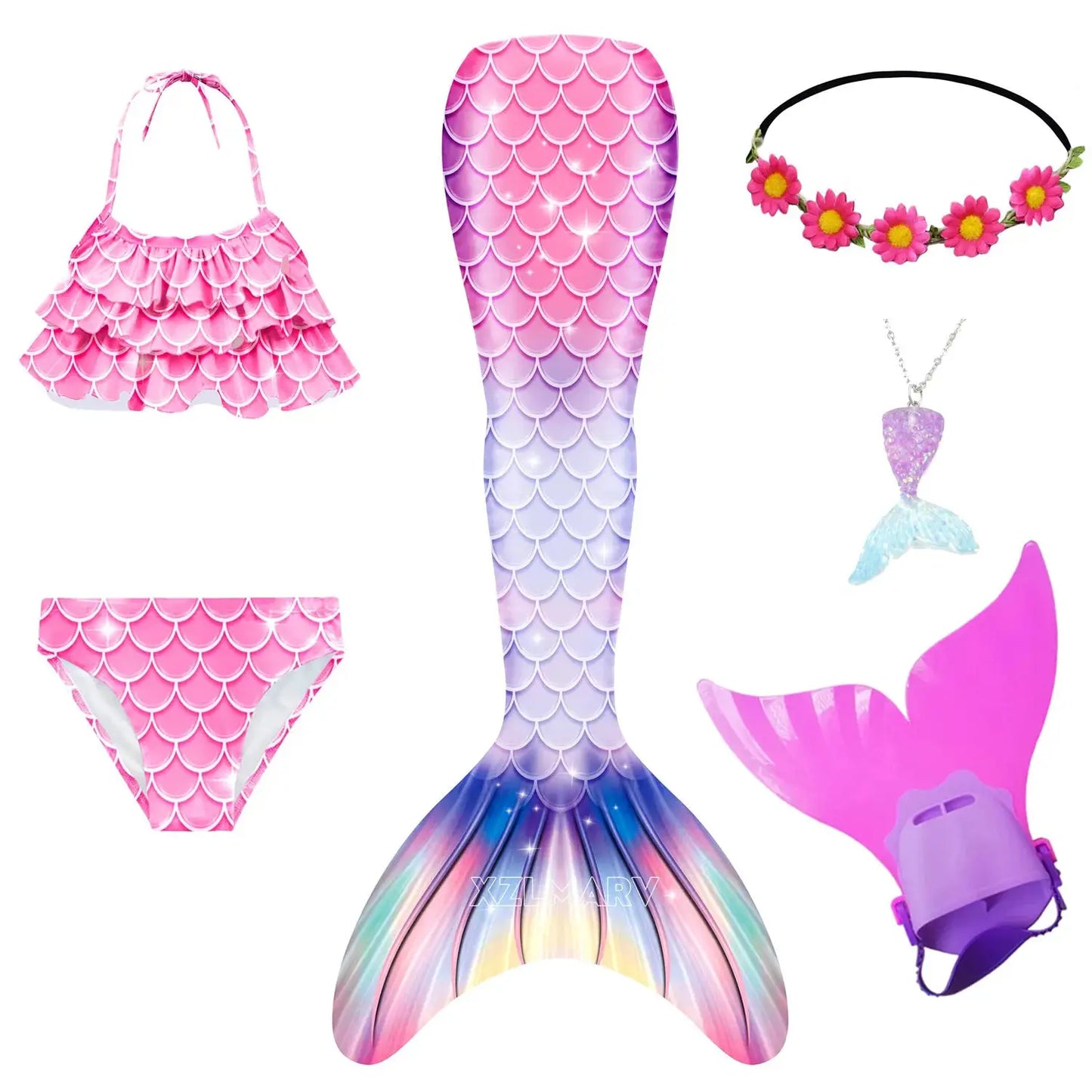 Mermaid Costume for Girl Mermaid Tail for Swimming Can Add Monofin Fin Girls Ariel Mermaid Costumes Cosplay Birthday Gift from PriceLows™