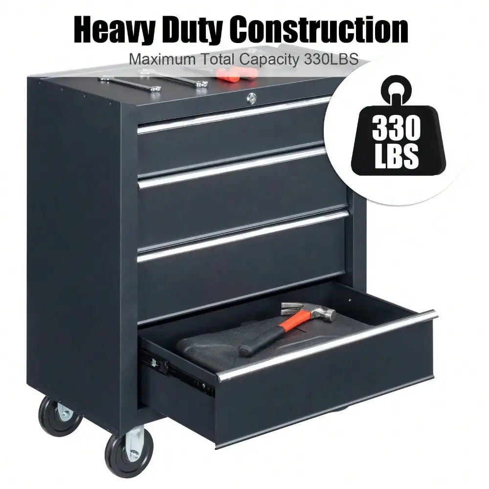 Black 4 Drawers Rolling Garage Workshop Tool Organizer Tool Chest Tool Cabinet from PriceLows™