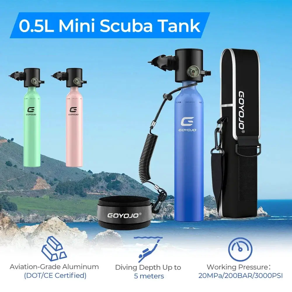 0.5L Mini Scuba Tank Diving Cylinder Scuba Diving Tank 3000PSI Small Pony Bottle 5-10 Mins Underwater Breathing for Snorkeling from PriceLows™