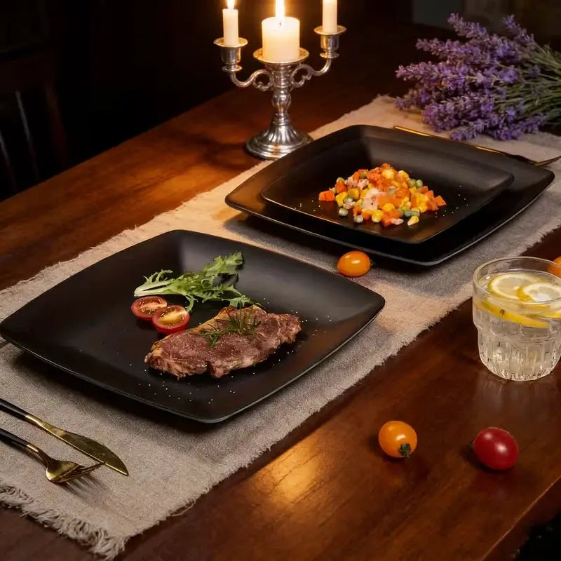 16/32 piece square steak plate salad bowl tableware set, square plate bowl cup, environmentally friendly and durable from PriceLows™