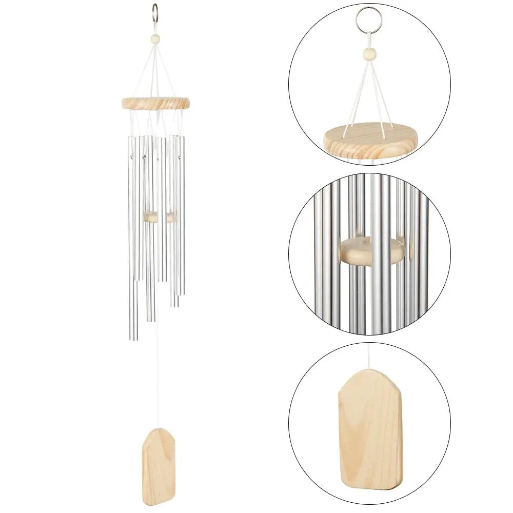 Silver 6 Tube Wind Chime Chapel Good Luck Bells Pendant Door Wall Hanging Ornament for Home Garden Outdoor Decorations NEW from PriceLows™