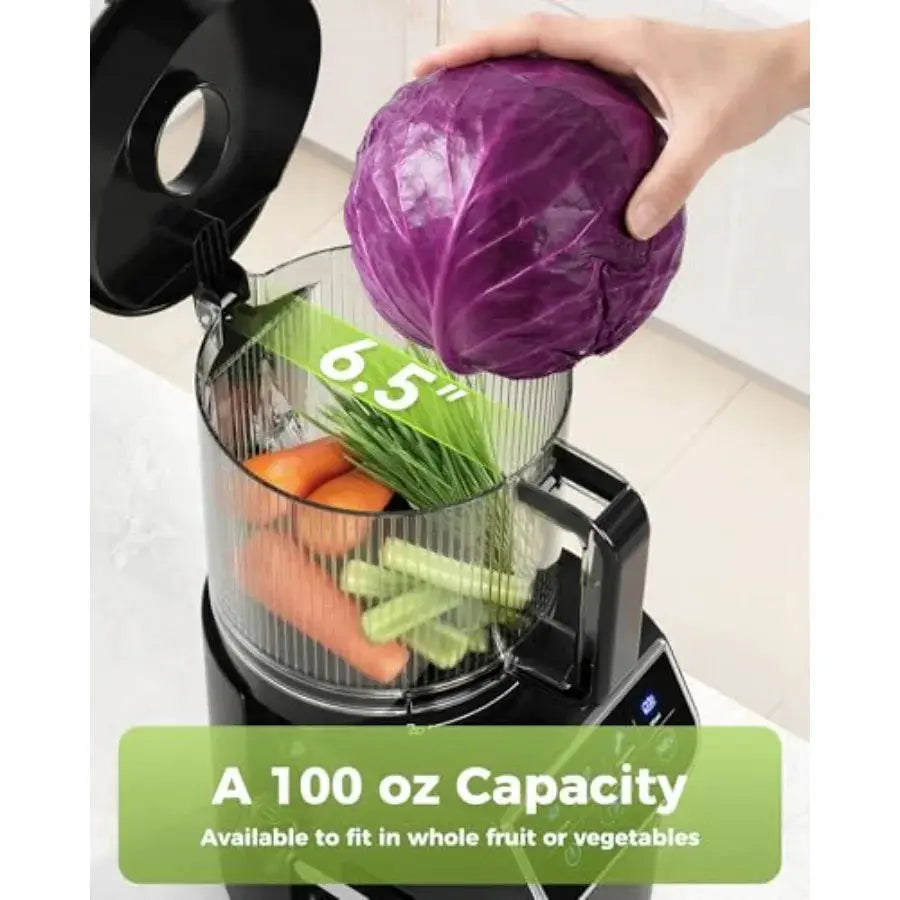 3-in-1 Cold Press Juicer Machine for Home Kitchen, Stainless Steel Black, Smart Touch Control with Wide 6.5 Chute, High Yield E from PriceLows™