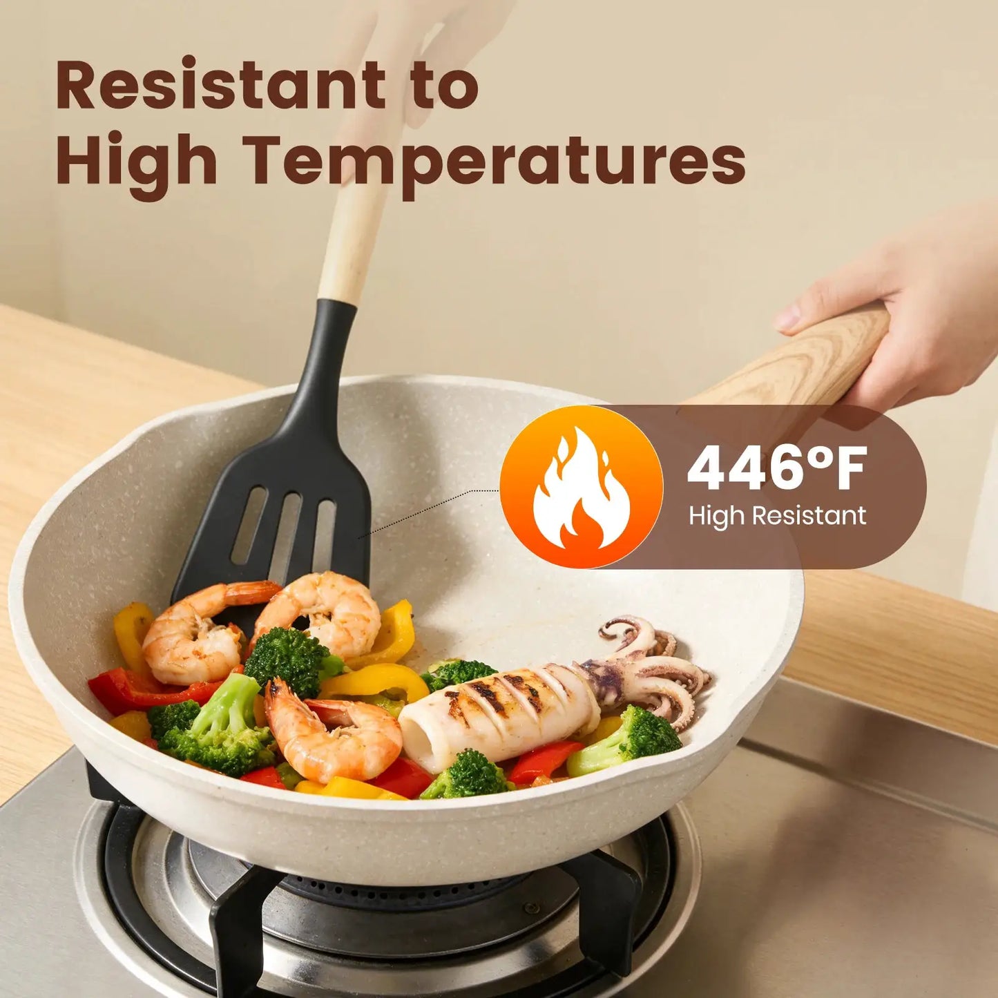 Silicone Wooden Handle 44-Piece Non-Stick Kitchen Utensil Set Food-Grade Heat-Resistant Cookware Set for Kitchen & Baking from PriceLows™