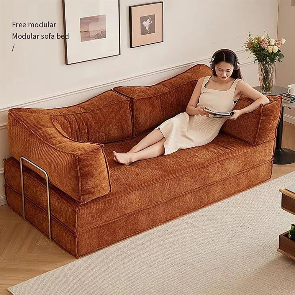 Foldable Sofa Bed | Stainless Steel Armrests | 1.8m, 2m, 2.2m | Living Room