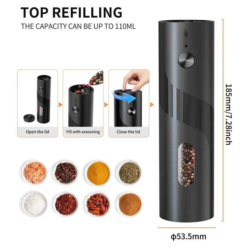 Electric Salt And Pepper Grinder Set | Rechargeable | Charging Base Included