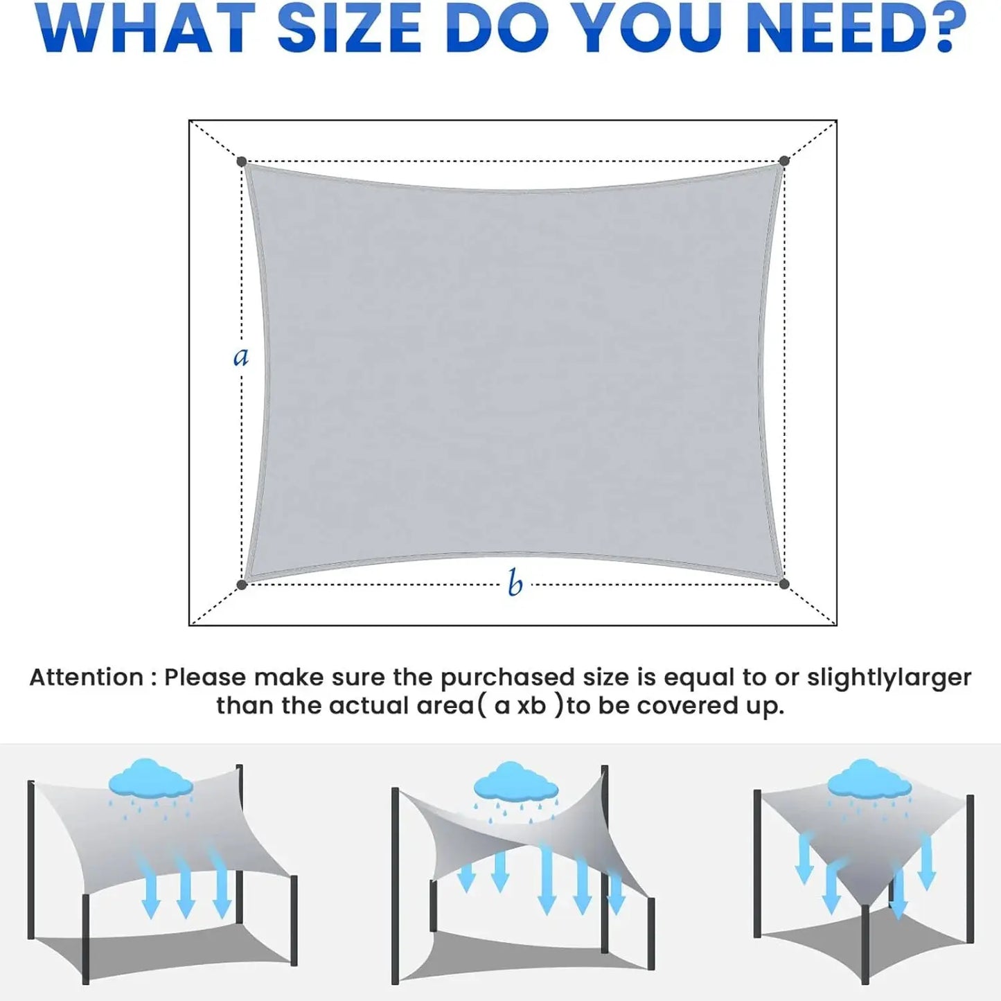 Oxford Sun Shade Sail | Waterproof Anti Uv | 3x3m And 4x5m Sizes