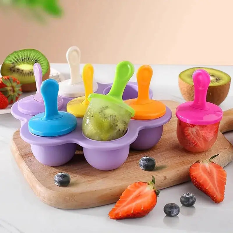 1pc 7 Holes DIY Ice Cream Pops Silicone Mold Ice Cream Ball Maker Popsicles Molds Baby Fruit Shake Home Kitchen Accessories Tool from PriceLows™
