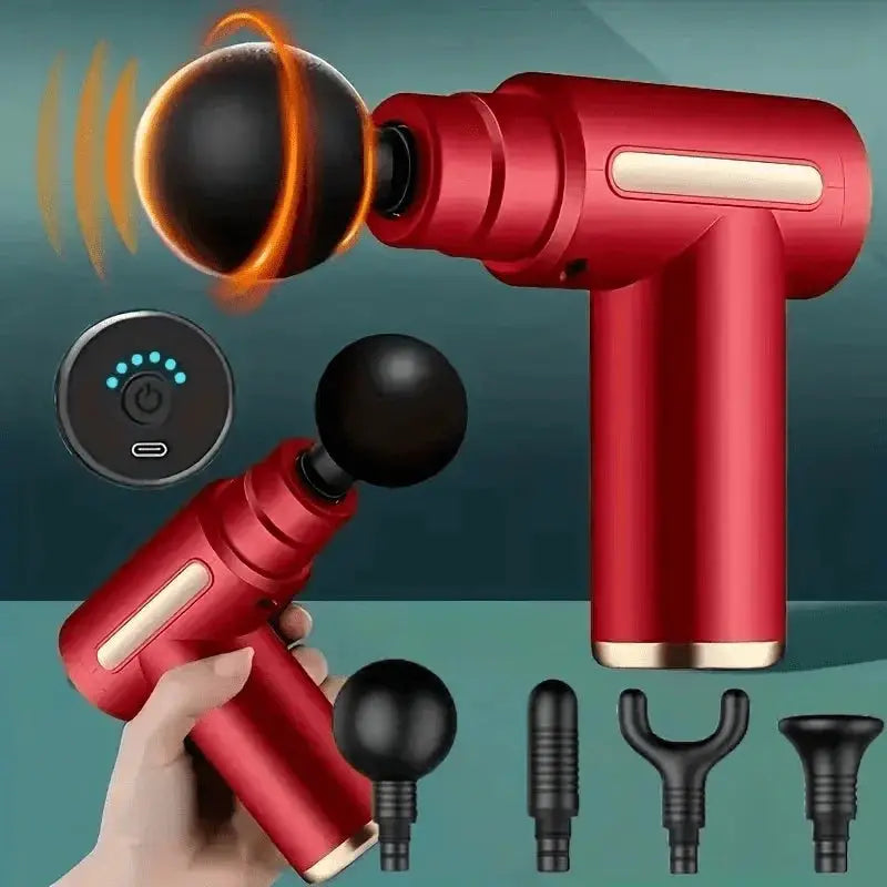 1pc Powerful Cordless Massage Gun with LED Display - Deep Tissue Muscle Relaxer, 4 Interchangeable Heads,1200mAh Lithium Battery from PriceLows™