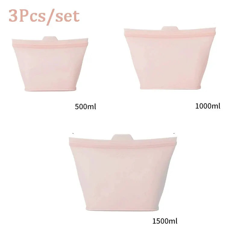 Reusable Silicone Food Storage Bags | Stand Up Zip | Dishwasher Safe | One Size