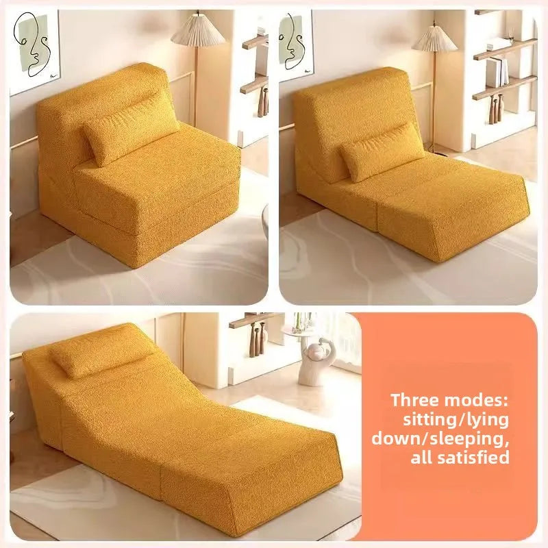 Folding Sofa Bed | Velvet Fabric | Convertible Recliner | Compact Size