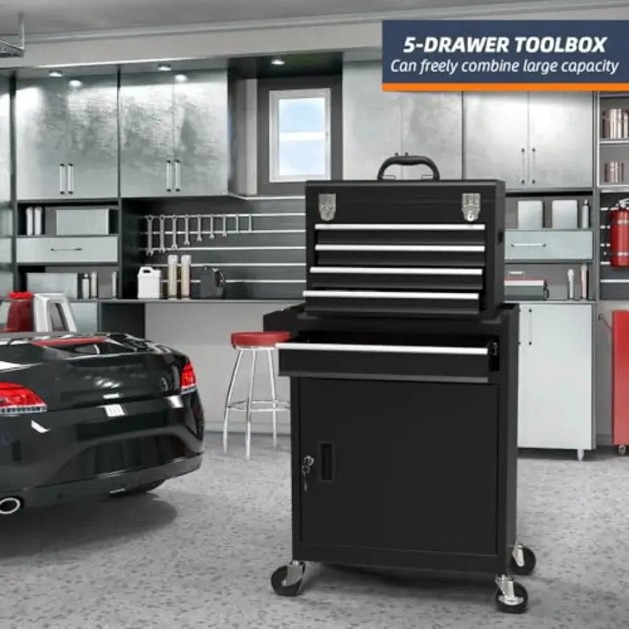 5-Drawer High Capacity Rolling Tool Box, Removable Cabinet Storage Tool Chest with Wheels and Drawers, Detachable Toolbox with from PriceLows™