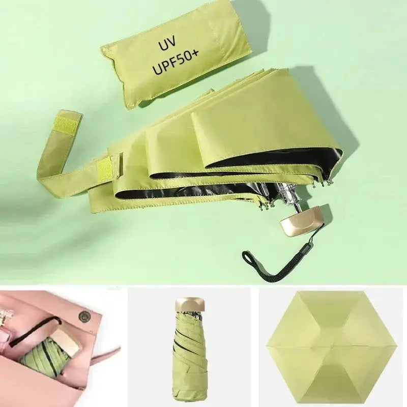 Compact Travel Umbrella | UPF50+ UV Protection | 5 Fold Collapsible
