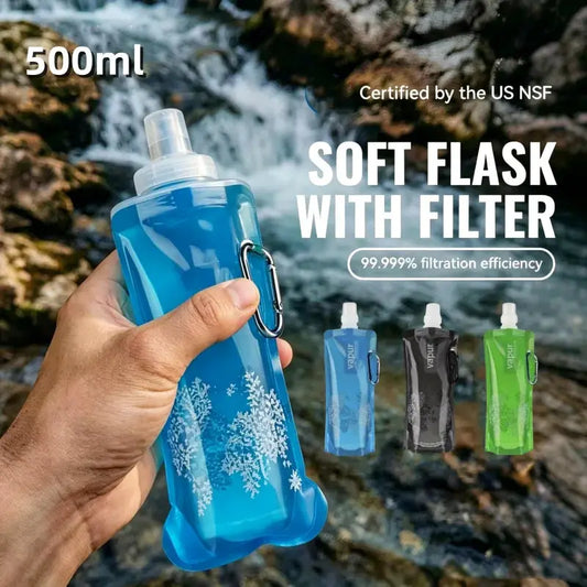 500ML Portable Ultralight Foldable Silicone Folding Water Bottle Water Bag Outdoor Sport Supplies Hiking Camping Soft Flask Bag from PriceLows™