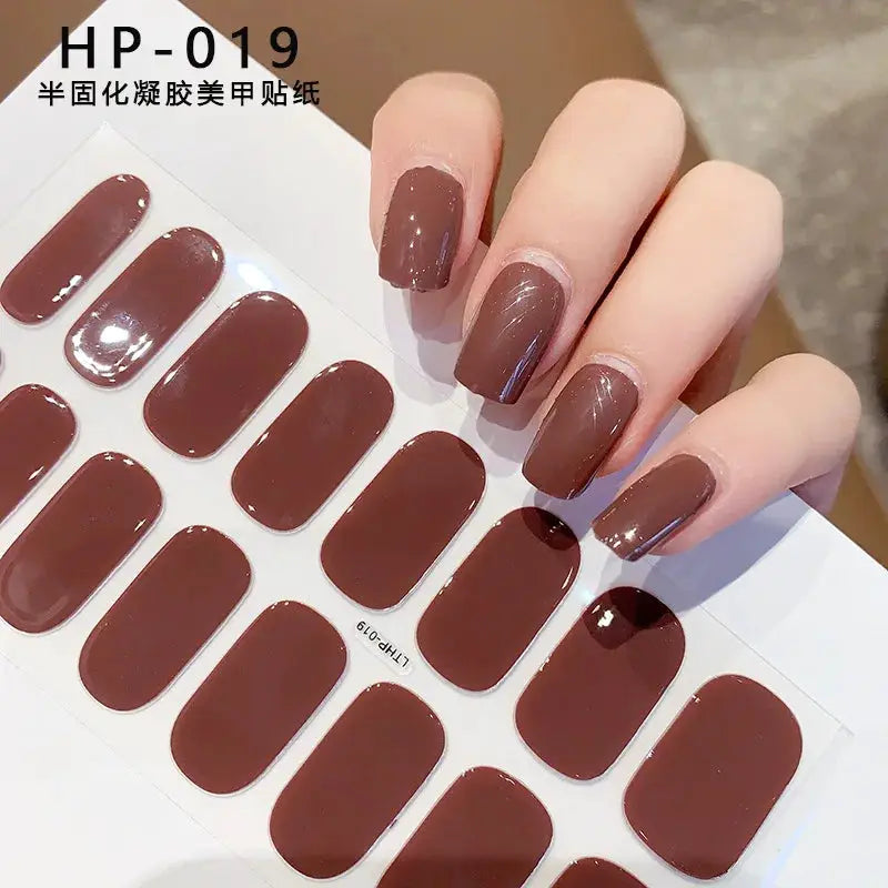 Semi Cured Wraps Fast Gel Nail Sticker Soild Nail Gel Wraps Adhesive Full Cover Gel Nail Decal UV Lamp Cured Manicure Decoration from PriceLows™
