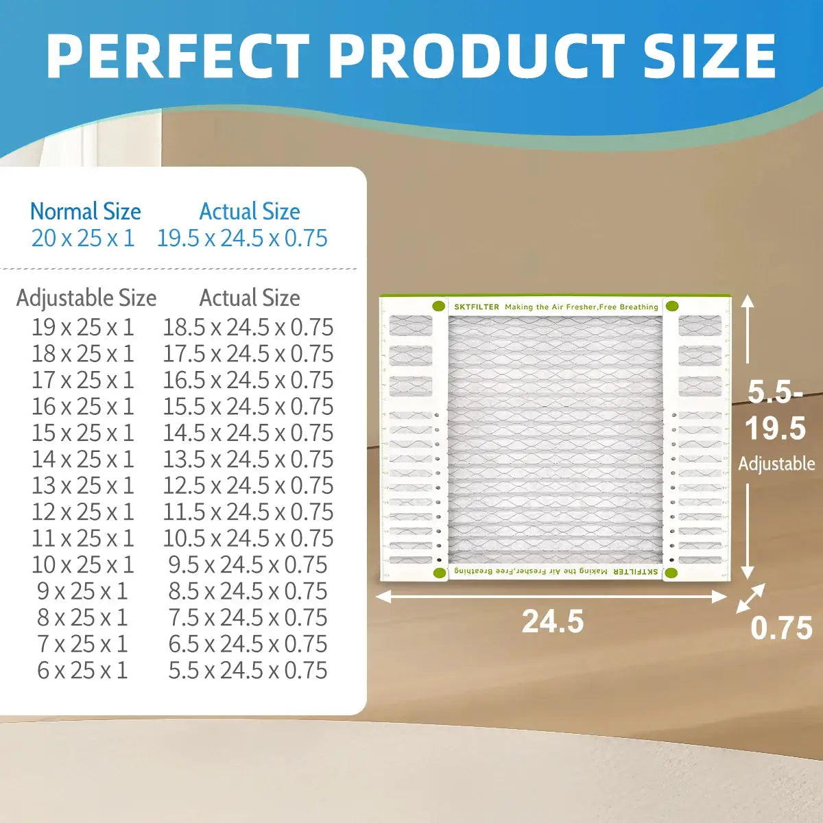 20x25x1 AC Furnace Air Filter MERV 13 Comparable with HVAC Air Condition cabin Vent Fan 19.55 x 24.45 x 0.75 6 Packs from PriceLows™