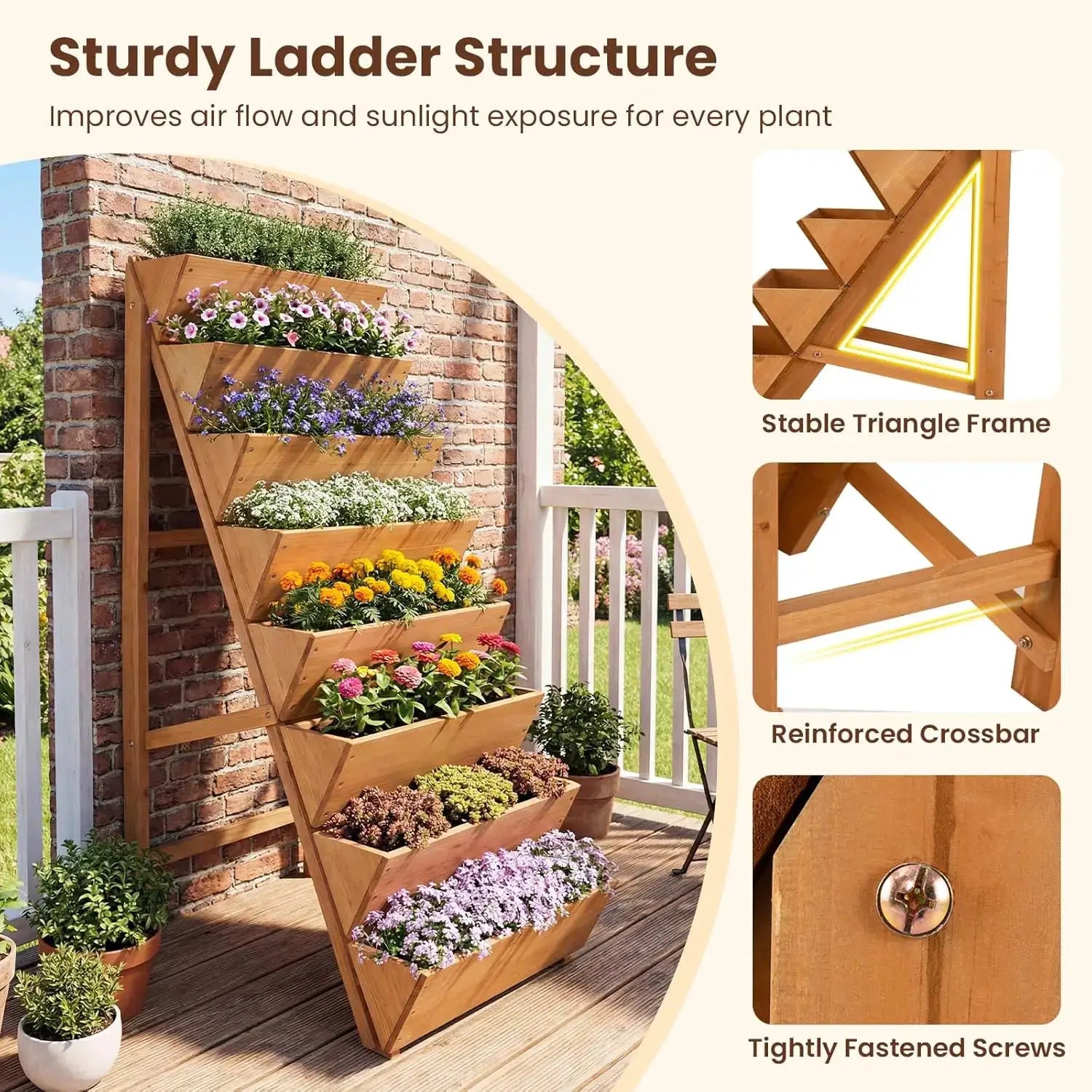 Vertical Raised Garden Bed, Freestanding Wood Elevated Planter Box w/Legs for Growing Vegetables Flowers Herbs, Indoor O from PriceLows™
