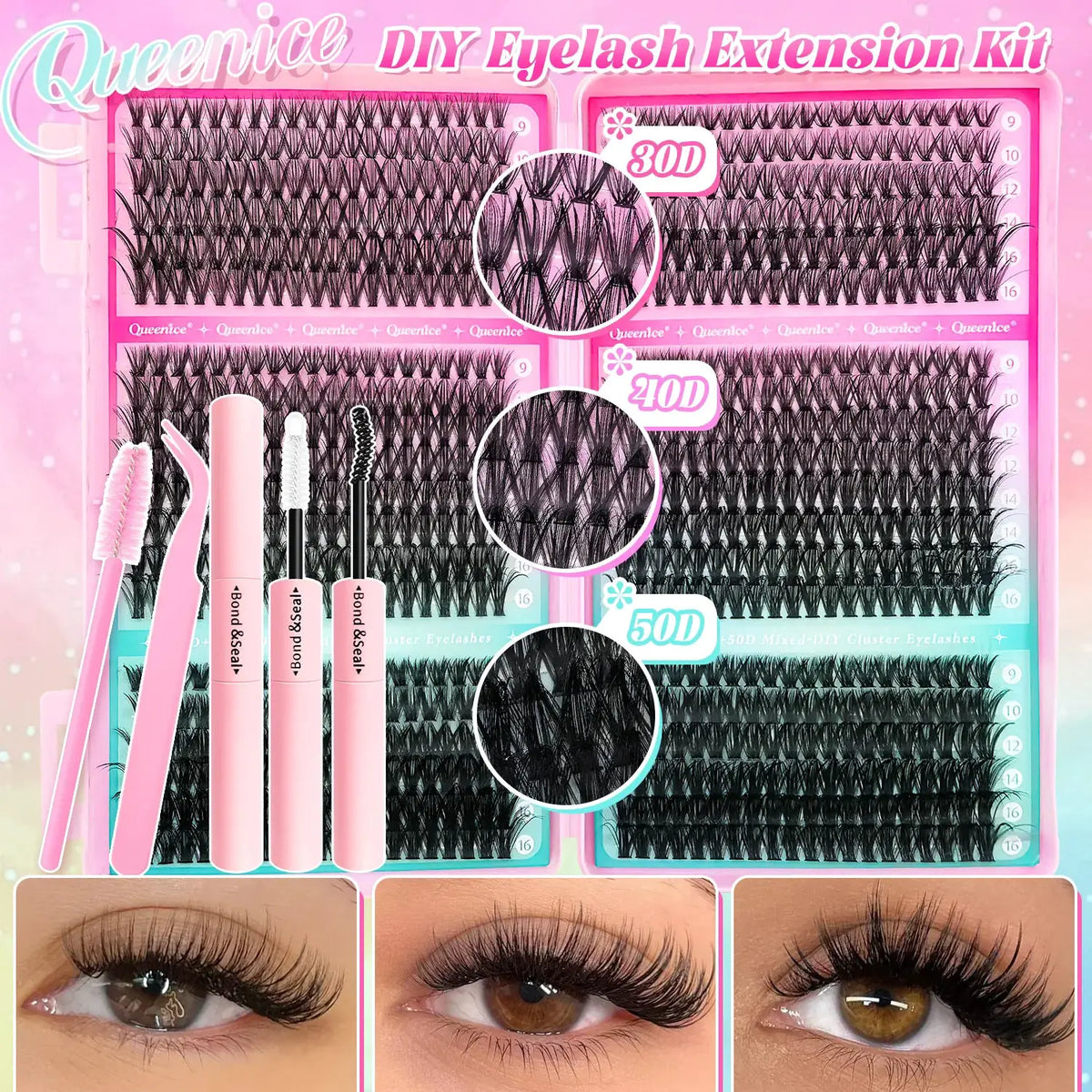 DIY Eyelash Kit | Individual Lashes | With Bond And Seal | Mixed Sizes