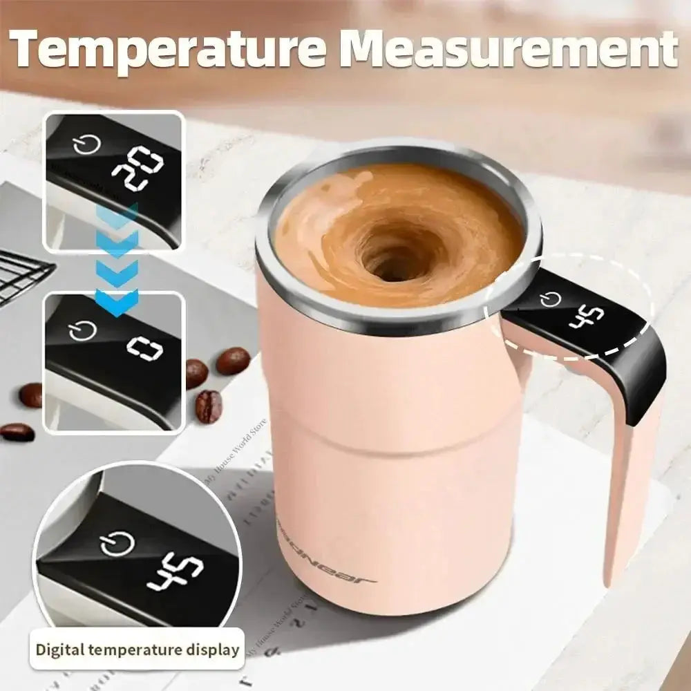 Automatic Self Stirring Magnetic Mug with LCD Screen Coffee Milk Stainless Steel Mixing Cup USB Rechargeable Smart Thermal Cups from PriceLows™