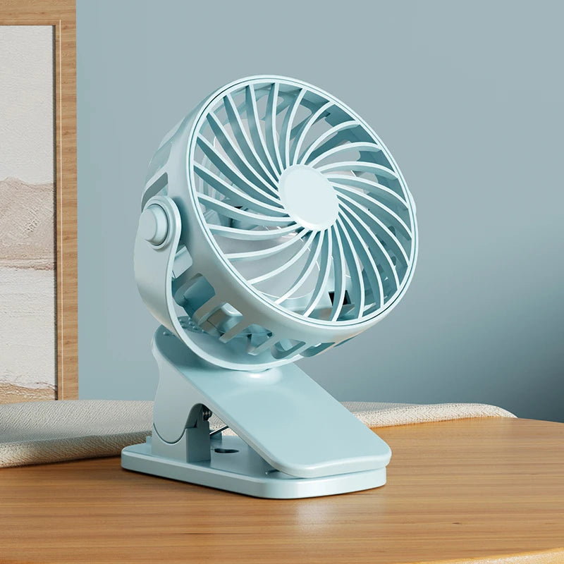 Portable Clip Fan | Rotates 720 Degrees | Night Light | Rechargeable 4W 5V