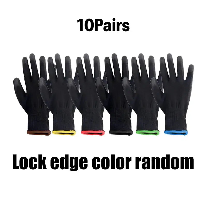 Black Nylon PU Coated Gloves Breathable Non Slip for Factory Machinery Gardening Woodworking Outdoor Safety Work Gloves from PriceLows™
