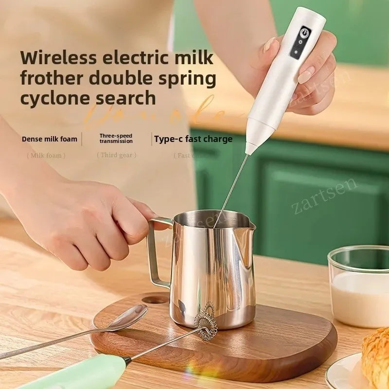 Wireless Milk Frother | Type C Rechargeable | 7000 RPM | Stainless Steel Body