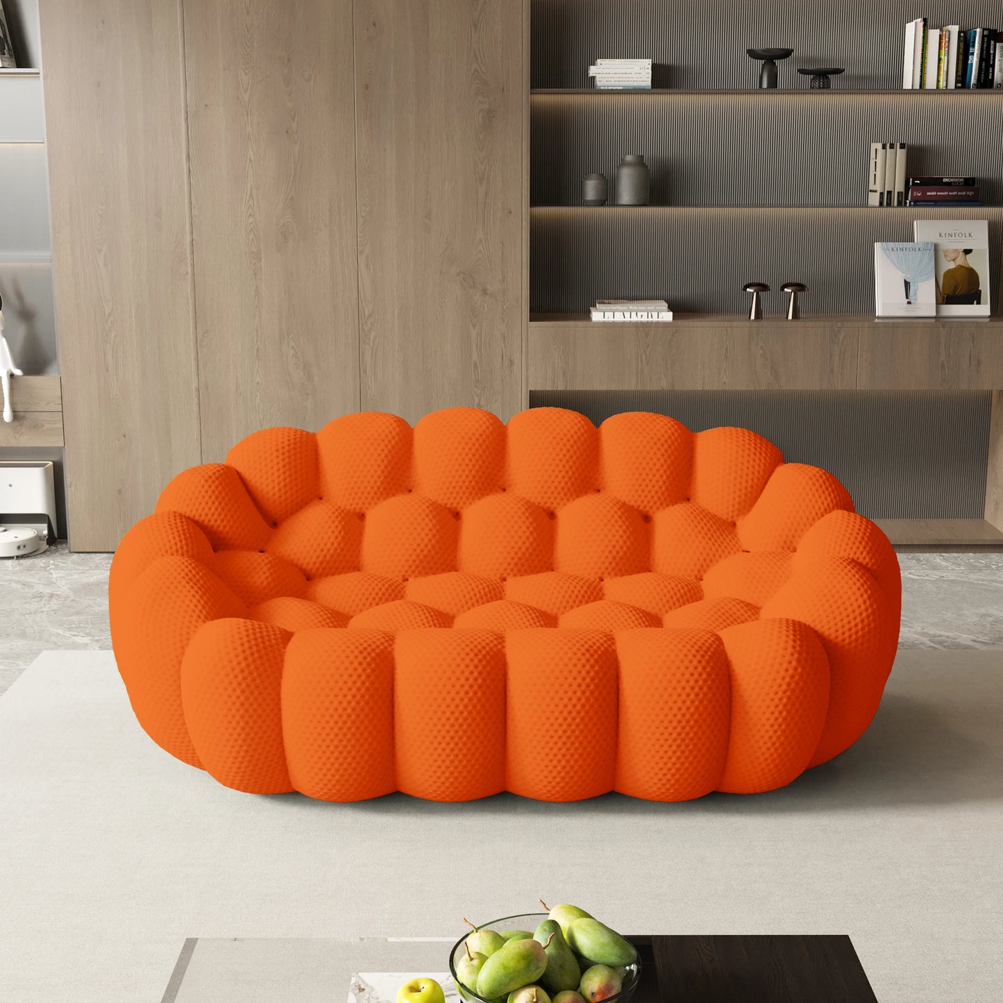 Sofa | 78 Inch Curved | 3D Knitted Fabric | Living Room Floor Sofa