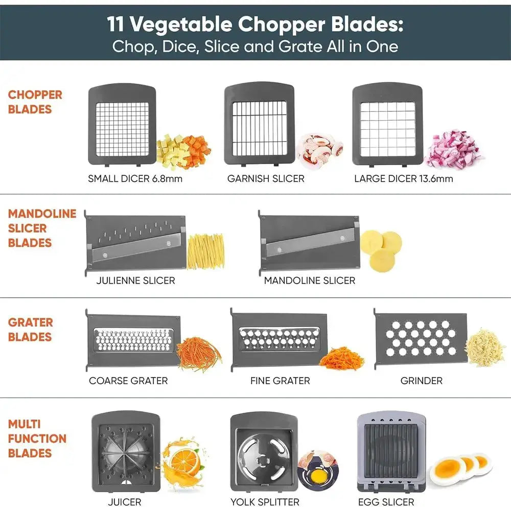 Vegetable Chopper Slicer | 22-in-1 Multi Function | Lemon Squeezer | White