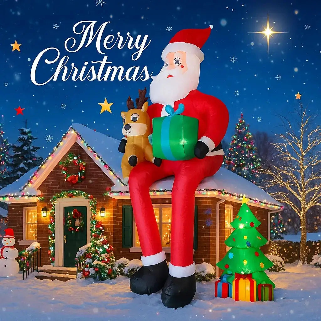 Christmas Inflatable | 9.5 Ft Led Light | Santa Chimney Design | Yard Decor